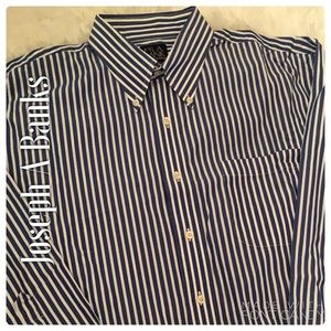 Joseph A. Banks Blue & White Striped Button Down